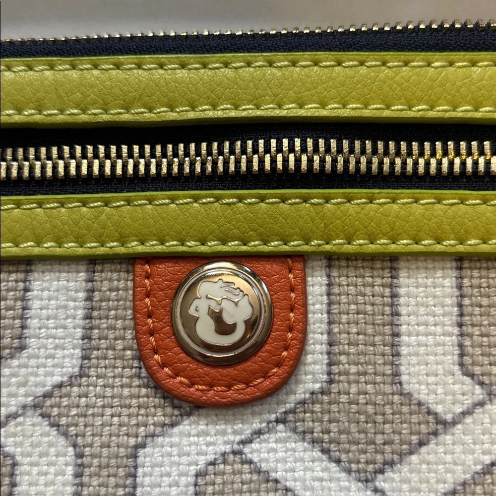 SPARTINA 449 NWTS WRISTLET LIME GREEN TAN/BEIGE/BURNT ORANGE LINEN AND LEATHER